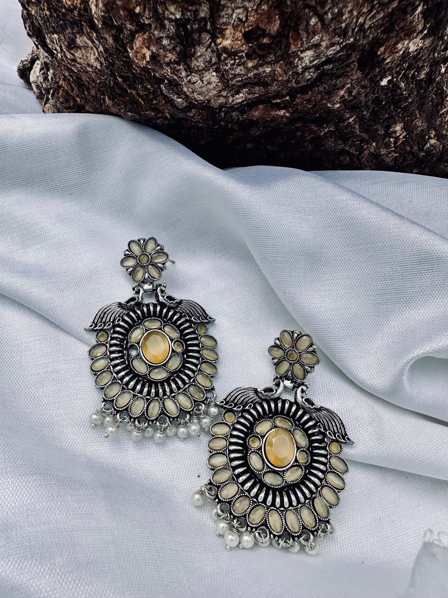 Prita Sadhna yellow silver oxidised earrings