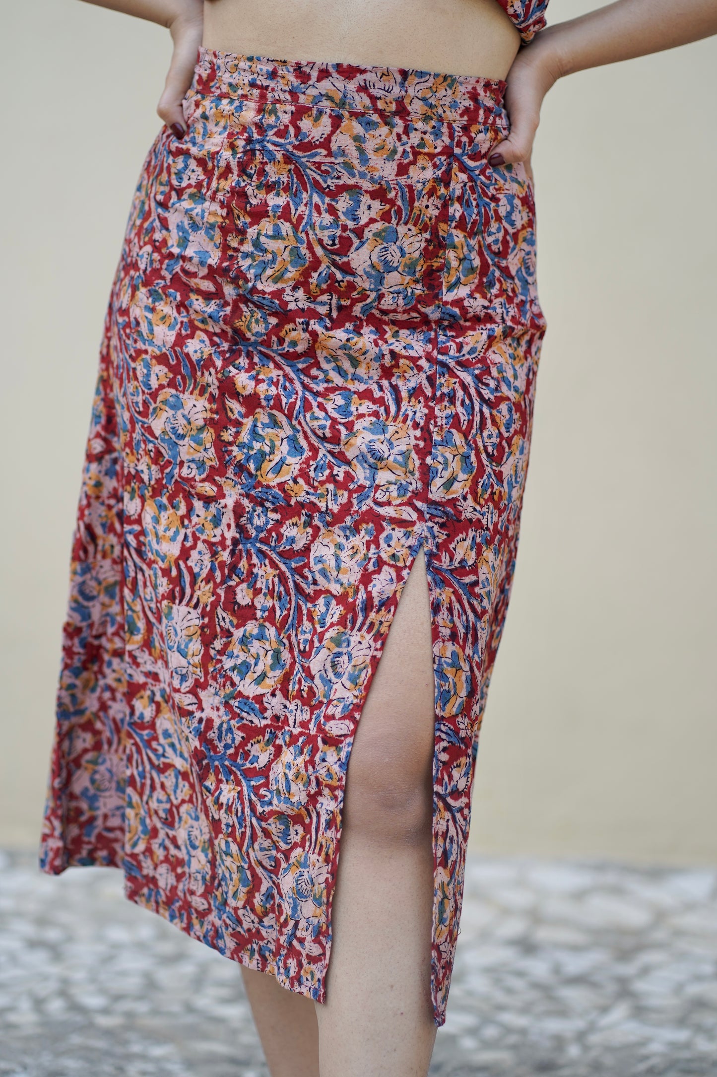 Shakti kalamkari slit skirt