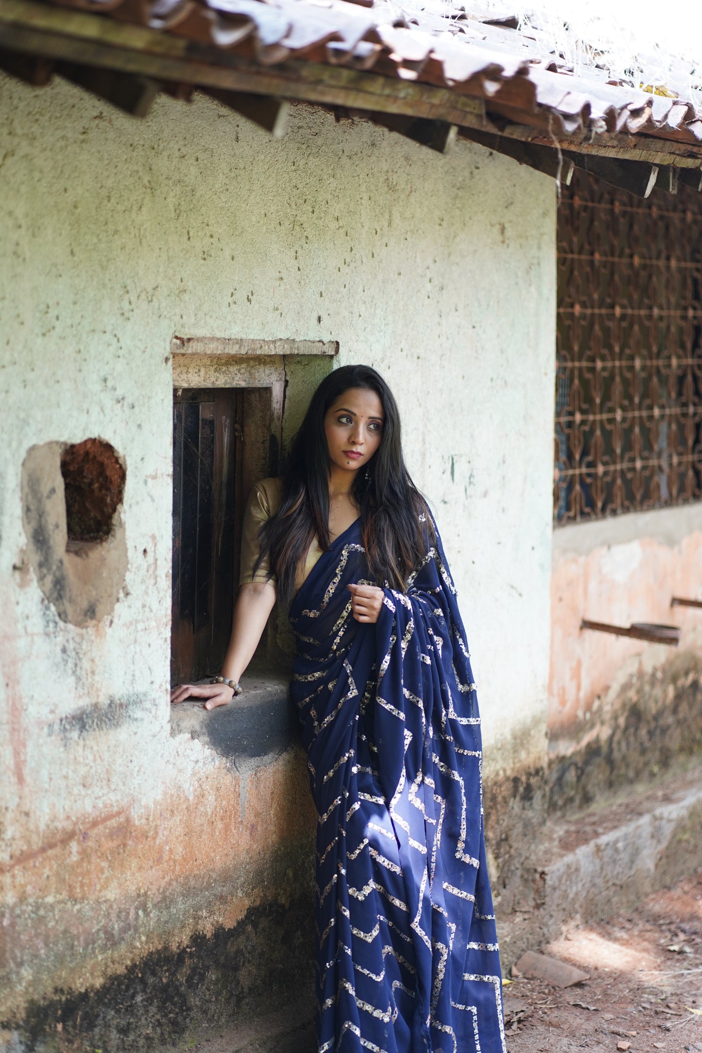 Georgette saree with sequins work