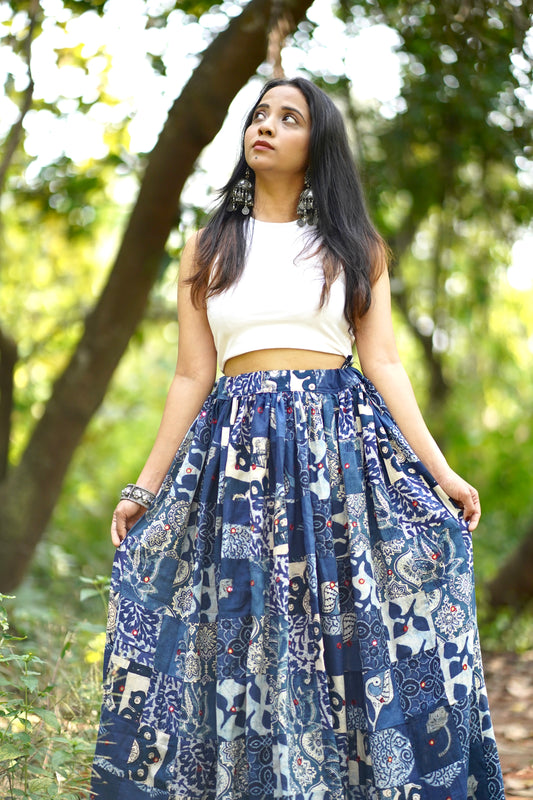 Pankhudi patch work skirt